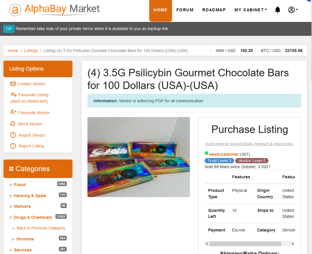 Vista previa de la interfaz de Alphabay Market para 2025
