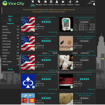 Vista previa de la interfaz de Vice City Market para 2025
